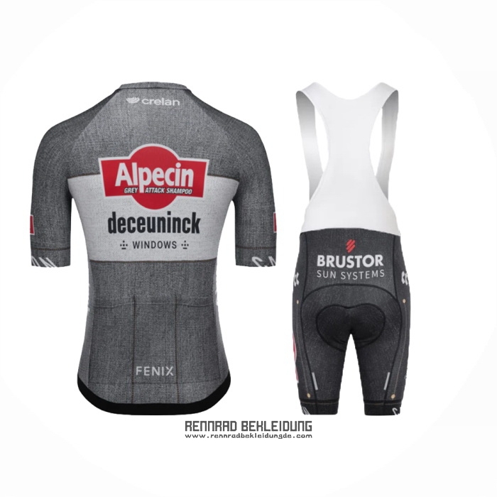 2024 Fahrradbekleidung Alpecin Deceuninck Grau Trikot Kurzarm Und Tragerhose